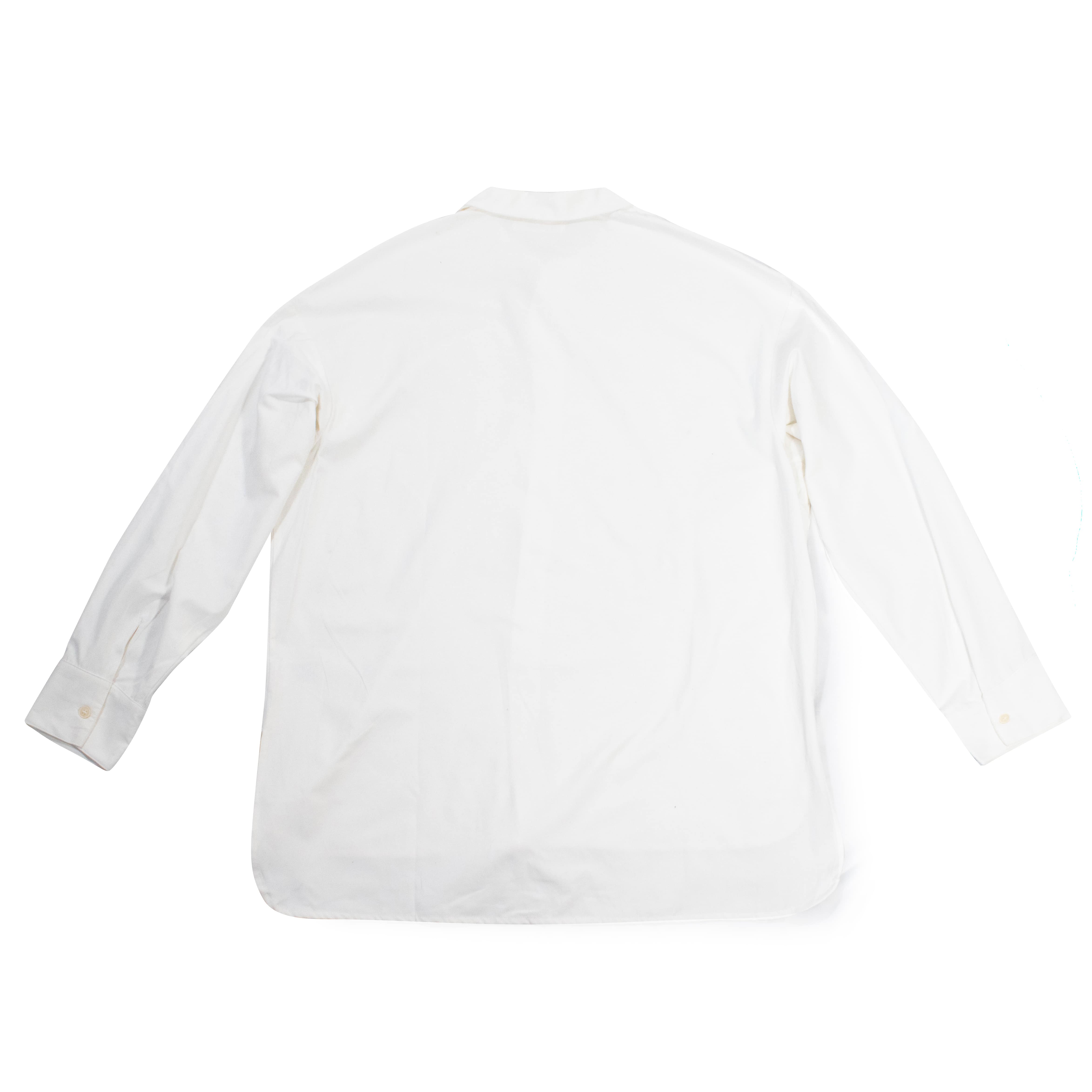襟元刺繍ロゴ長袖シャツ ホワイト